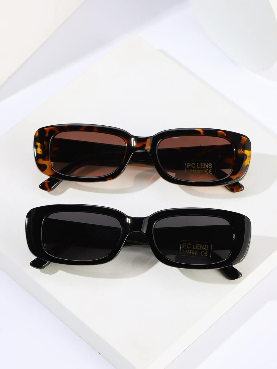 2pcs/Set Couple's Fashionable Sunglasses For Summer, Neon Sci-Fi Style, Non-Mainstream, Jelly Color, Ins Style, Y2k Style, Hip-Hop, Rock, Vintage, Small Square, Reinforced Metal Hinges Boho Sunglasses Sun Glasses Beach Accessories Sun Glasses Sunglasses Shades For Summer Beach Vacation,Outdoor,Travel