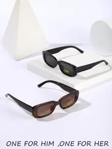 2pcs/Set Couple's Fashionable Sunglasses For Summer, Neon Sci-Fi Style, Non-Mainstream, Jelly Color, Ins Style, Y2k Style, Hip-Hop, Rock, Vintage, Small Square, Reinforced Metal Hinges Boho Sunglasses Sun Glasses Beach Accessories Sun Glasses Sunglasses Shades For Summer Beach Vacation,Outdoor,Travel