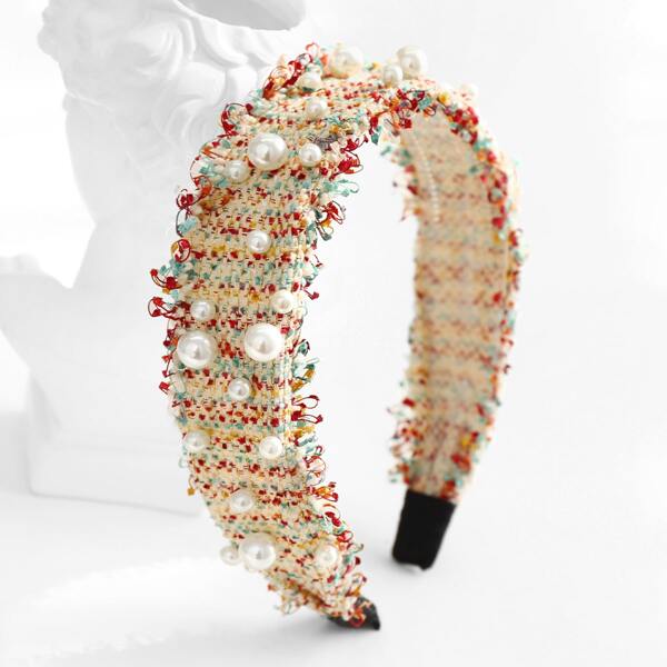 

Faux Pearl Decor Hair Hoop, Multicolor