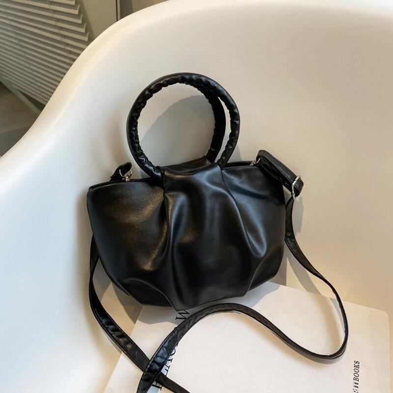 

Minimalist Top Handle Satchel Bag, Black