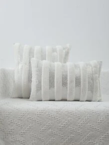 Striped Cushion Cover Without Filler - White - View 1