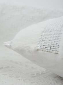 Striped Cushion Cover Without Filler - White - View 3