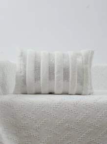Striped Cushion Cover Without Filler - White - View 7