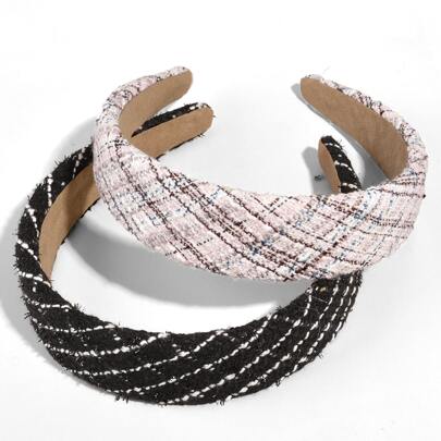 2pcs Plaid Pattern Headband