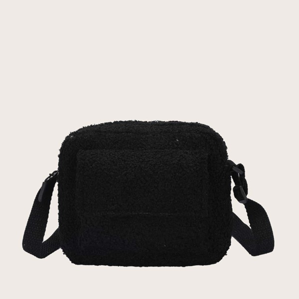 

Minimalist Fluffy Crossbody Bag, Black