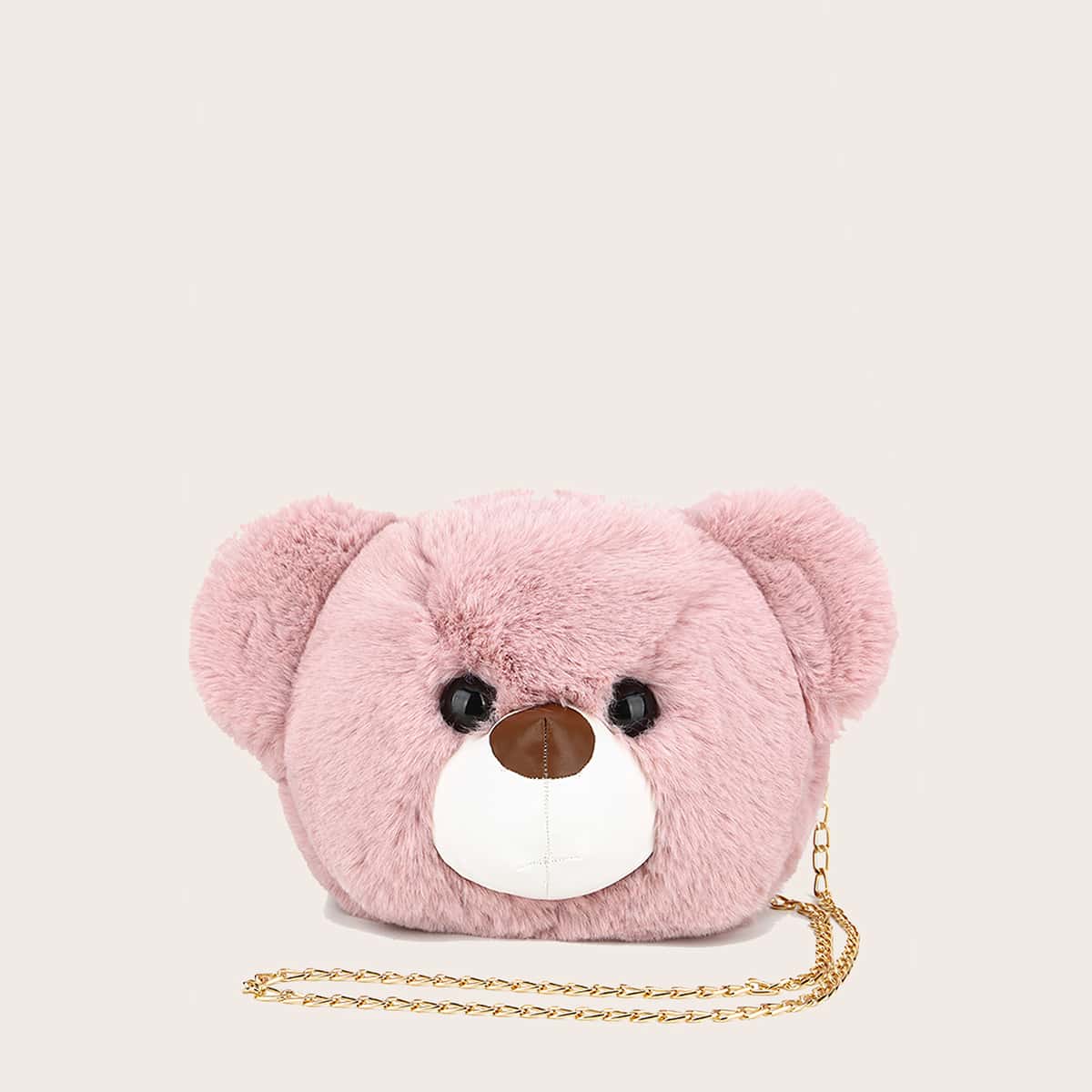 

Fluffy Bear Shaped Crossbody Bag, Pink