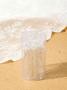 街頭10入組花朵飾品髮夾 - 白色 - 查看 3