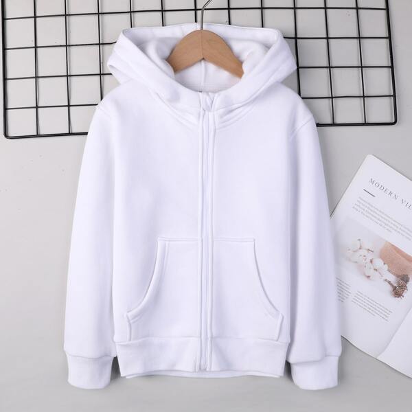 

Girls Kangaroo Pocket Zip-up Hoodie, White