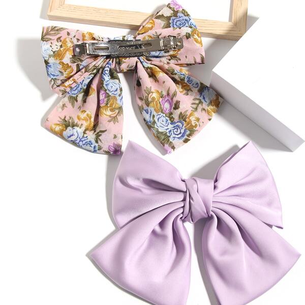

2pcs Bow Knot Hair Clip, Multicolor