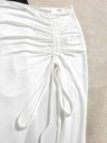 SHEIN VCAY 2 Pièces Jupe À Fente Haute Avec Cordon De Serrage Solide Pour Le Printemps