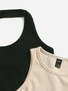SHEIN EZwear 3pcs Tank Top & Halter Top & Cami Top - Multicolor - View 4