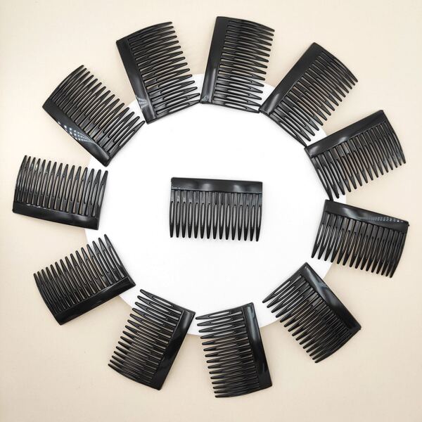 

12pcs Solid Hair Comb, Black