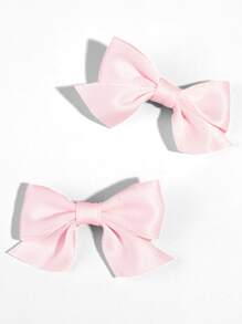 Cute 2pcs Bow Decor Hair Clip - Pink - View 1