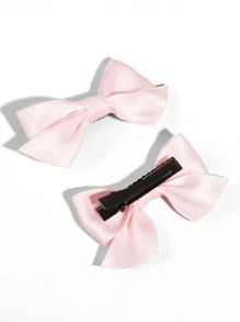 Cute 2pcs Bow Decor Hair Clip - Pink - View 2