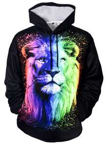 Manfinity Áo nỉ Nam Túi Thú vật Đường phố - màu đen - Xem 1