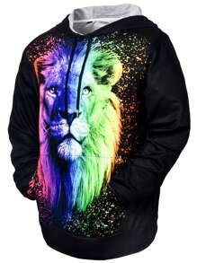 Manfinity Áo nỉ Nam Túi Thú vật Đường phố - màu đen - Xem 3