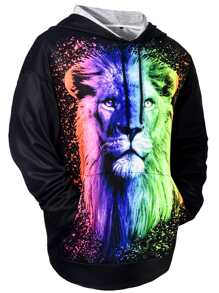 Manfinity Áo nỉ Nam Túi Thú vật Đường phố - màu đen - Xem 4