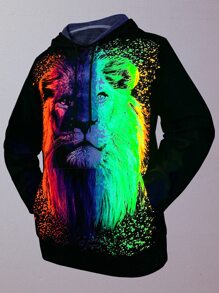 Manfinity Áo nỉ Nam Túi Thú vật Đường phố - màu đen - Xem 5