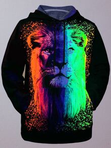 Manfinity Áo nỉ Nam Túi Thú vật Đường phố - màu đen - Xem 6