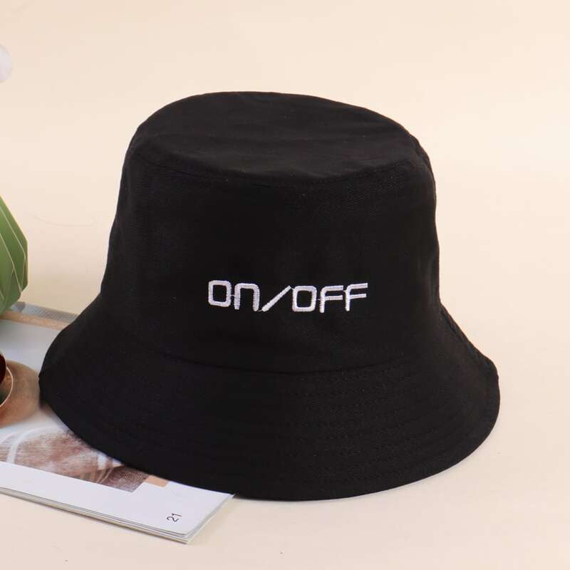

Letter Embroidery Bucket Hat, Black
