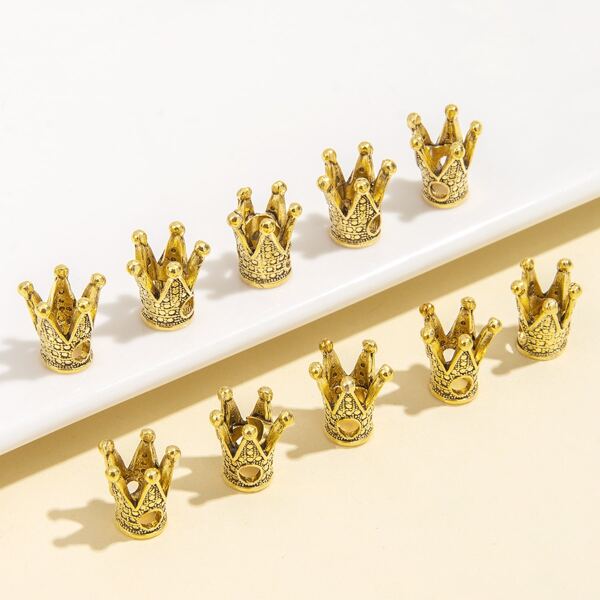 

10pcs Crown Design Hair Ring, Gold