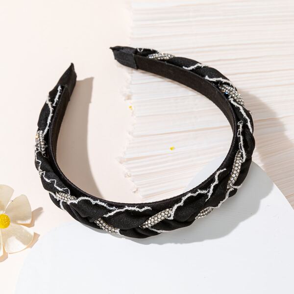 

Rhinestone Decor Headband, Black