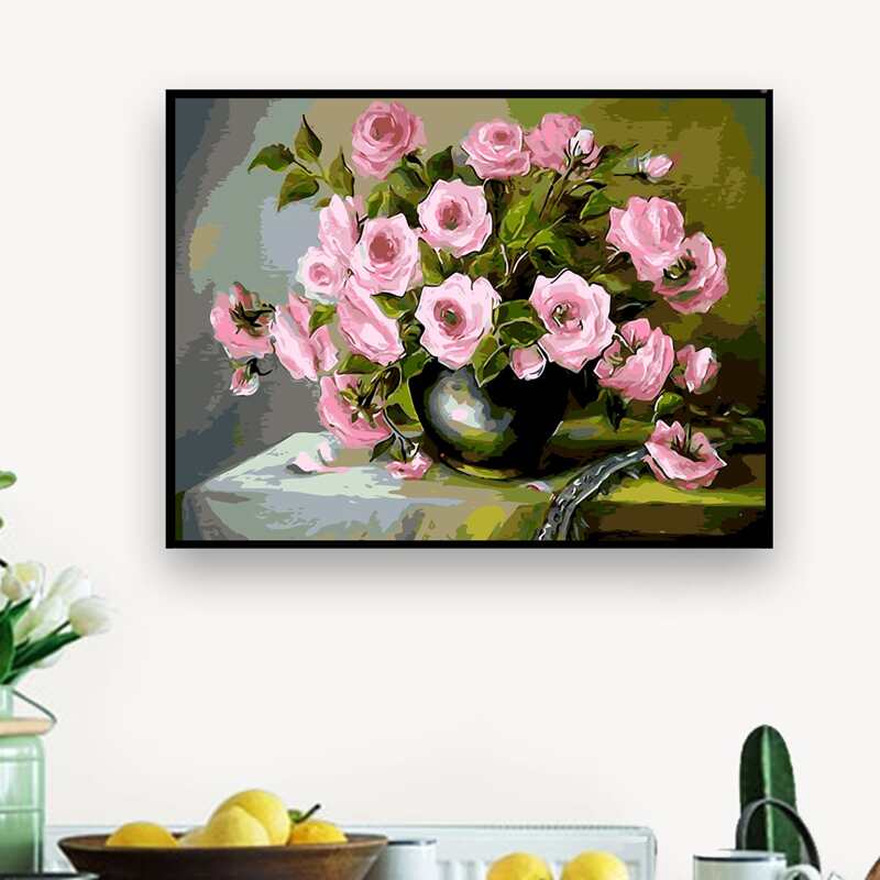 

Flower Print DIY Diamond Unframed Painting, Multicolor