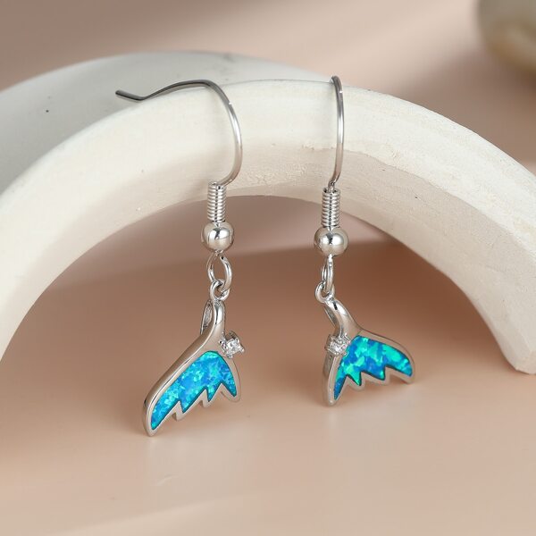 

Fish Tail Drop Earrings, Blue