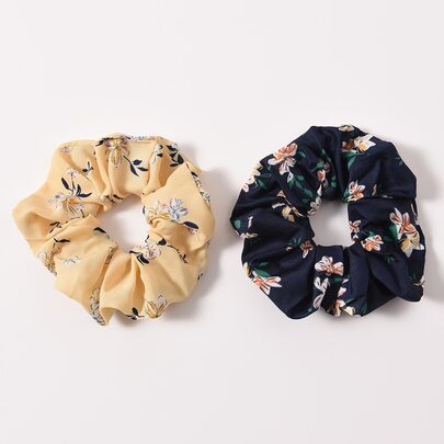 2pcs Floral Print Scrunchie