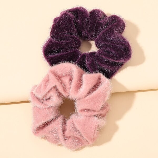 

2pcs Minimalist Solid Scrunchie, Multicolor