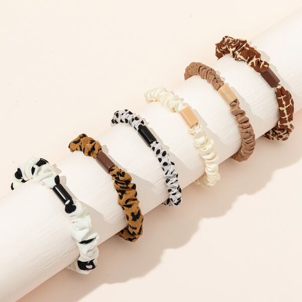 

6pcs Graphic Hair Tie, Multicolor