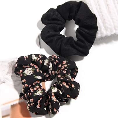 2pcs Flower Print Scrunchie