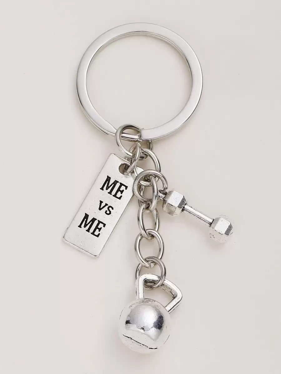 Simple Fashion Versatile Fitness Tool Keychain Car Accessories Bag Charm - Silver - View 1