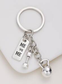Simple Fashion Versatile Fitness Tool Keychain Car Accessories Bag Charm - Silver - View 2
