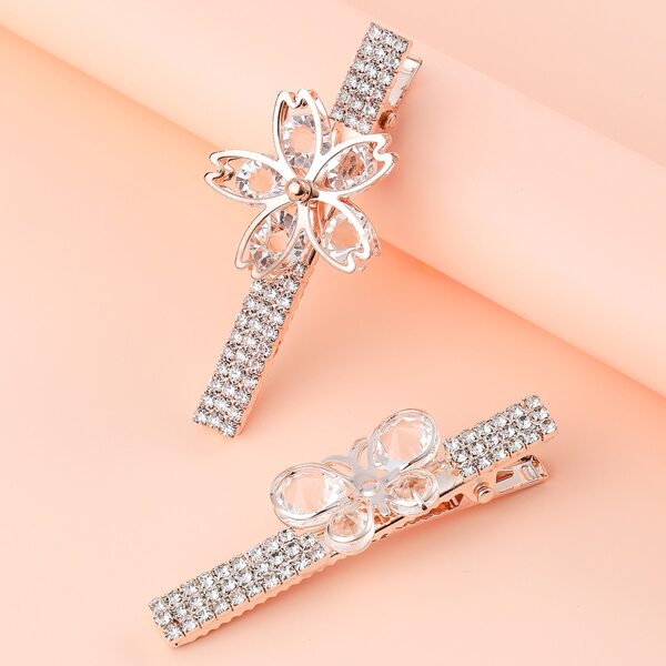 

2pcs Flower Decor Hair Clip, Rose gold
