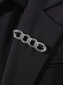 Chain Design Brooch - Silver - View 1