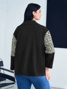 Camisa de leopardo con parche con bolsillo - Negro - Ver 2
