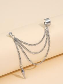 1pc Cone Decor Earring, Stainless Steel Jewelry - Silver - View 4