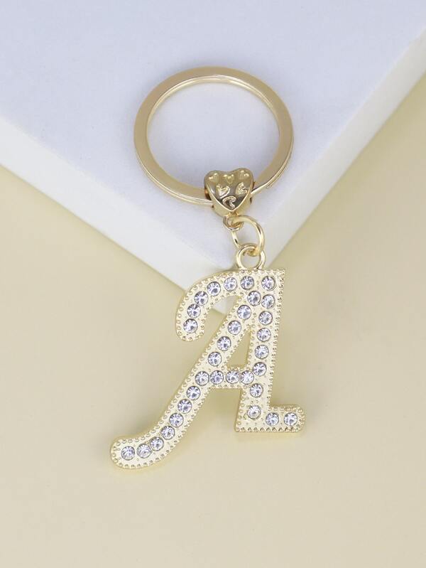 Rhinestone Letter Charm Keychain SHEIN USA