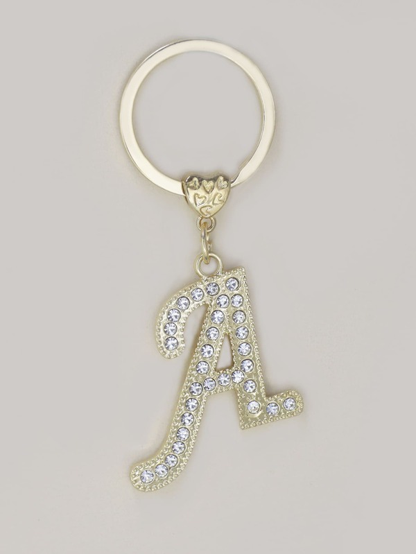 Rhinestone Letter Charm Keychain SHEIN USA