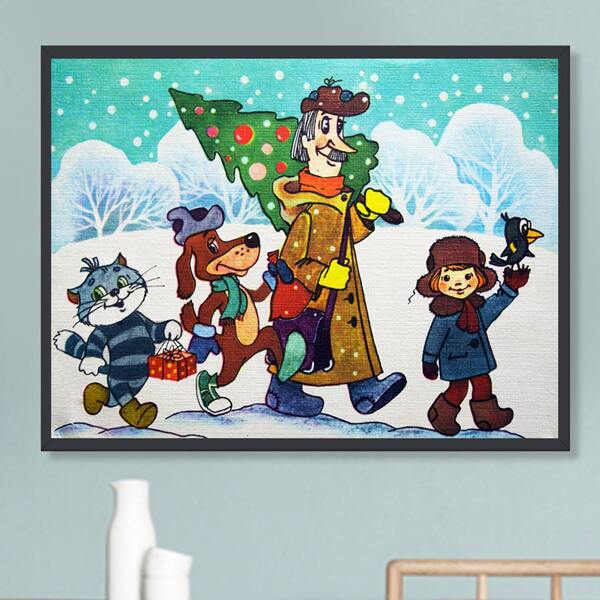 

Christmas Print DIY Diamond Unframed Painting, Multicolor