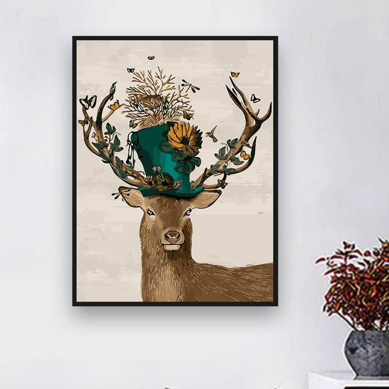 

Deer Print DIY Diamond Unframed Painting, Multicolor