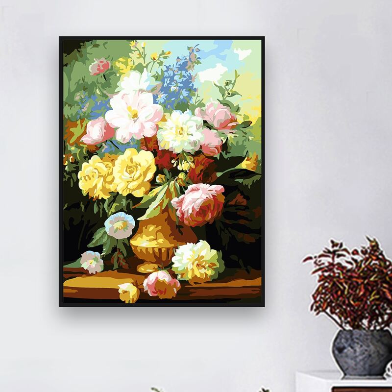 

Flower Print DIY Diamond Unframed Painting, Multicolor