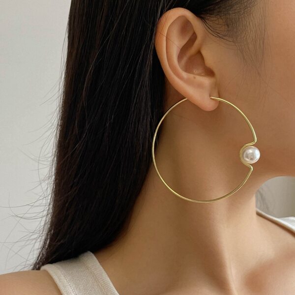 

Faux Pearl Detail Hoop Earrings, Gold