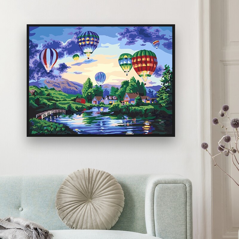 

Hot Air Balloon Print DIY Diamond Painting Without Frame, Multicolor