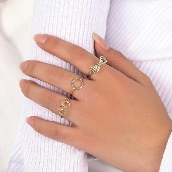 

3pcs Bow Knot Decor Ring, Gold