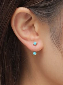 Áo khoác bông tai đơn giản 1 cặp - Màu xanh lam - Xem 1