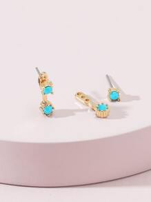 Áo khoác bông tai đơn giản 1 cặp - Màu xanh lam - Xem 2