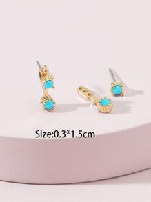 Áo khoác bông tai đơn giản 1 cặp - Màu xanh lam - Xem 3