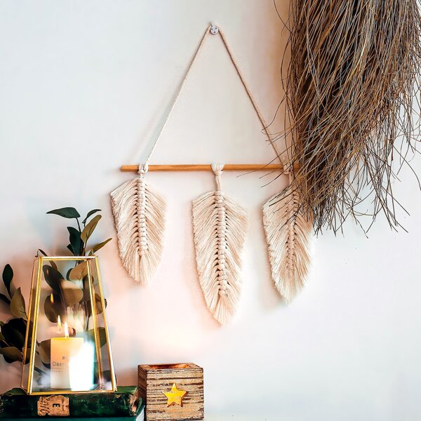 

Woven Leaf Shaped Wall Hanging, Beige